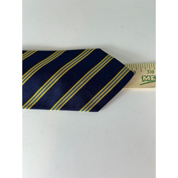 Brooks Brothers Navy with Yellow Royal Blue Stripes Classic Silk Tie - Picture 9 of 9